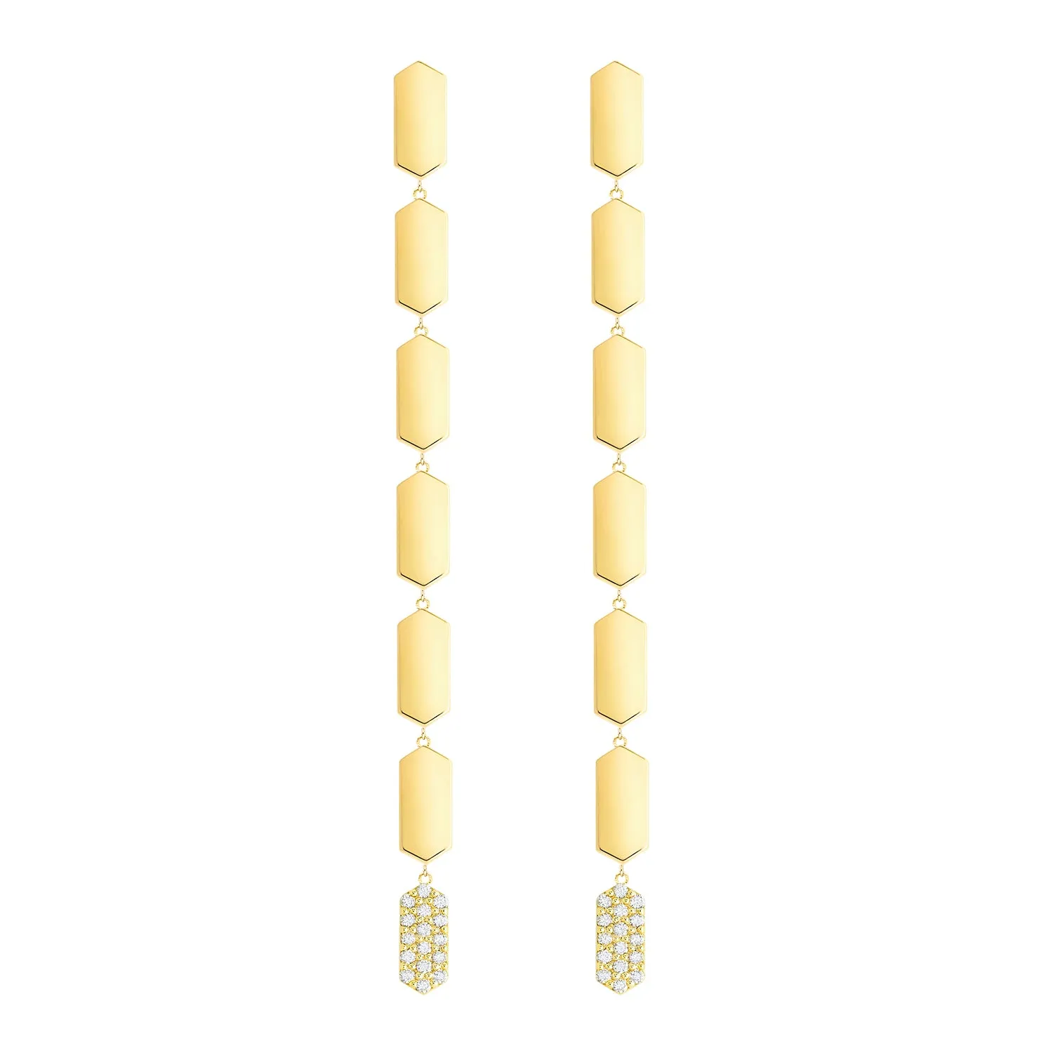 7 Tiered Diamond Drop Marquis Earrings | Yellow Gold