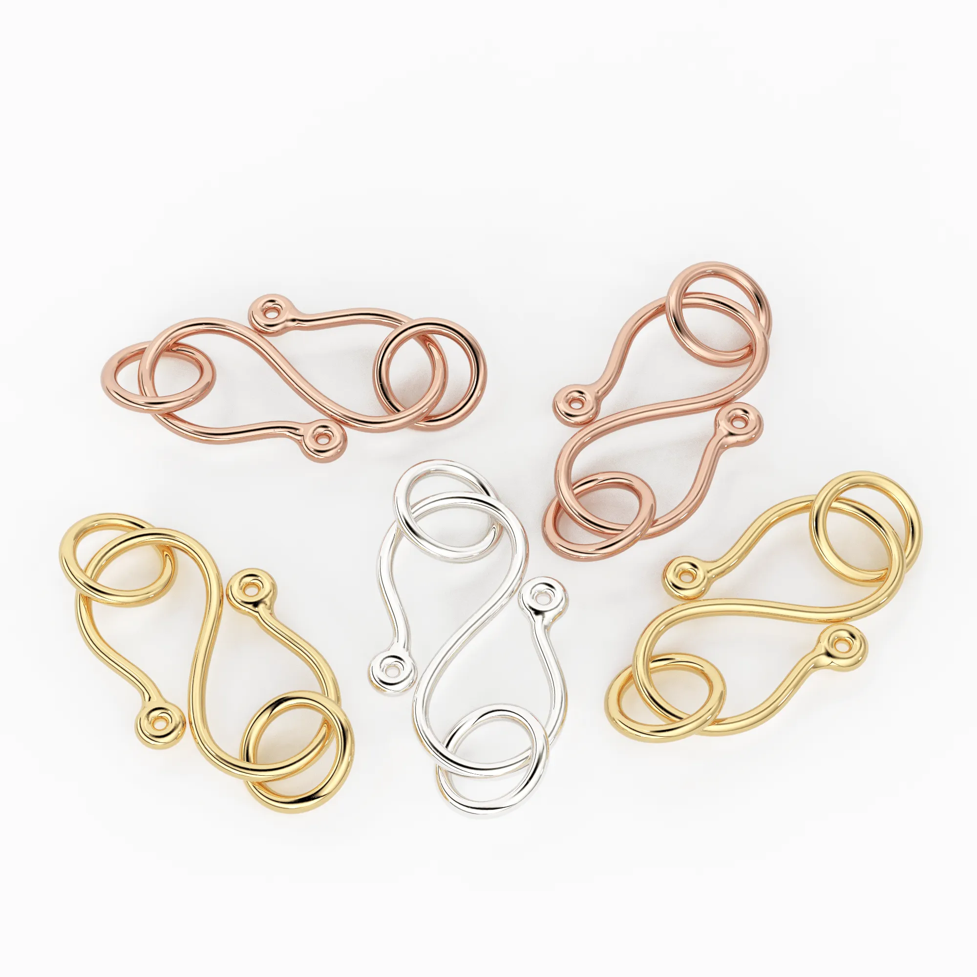 8.5mmx14.5mm 18k Solid Gold Classic S Hook Clasp Finding