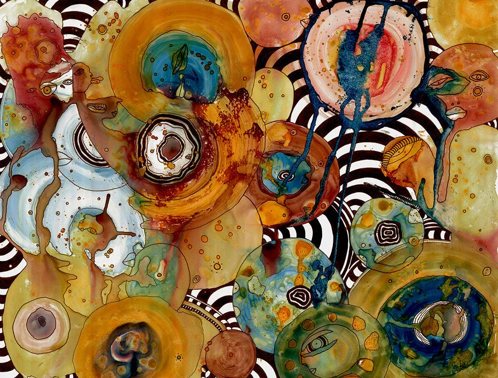 Abstract Mixed Media Throw Pillow 'Energy Abstract'