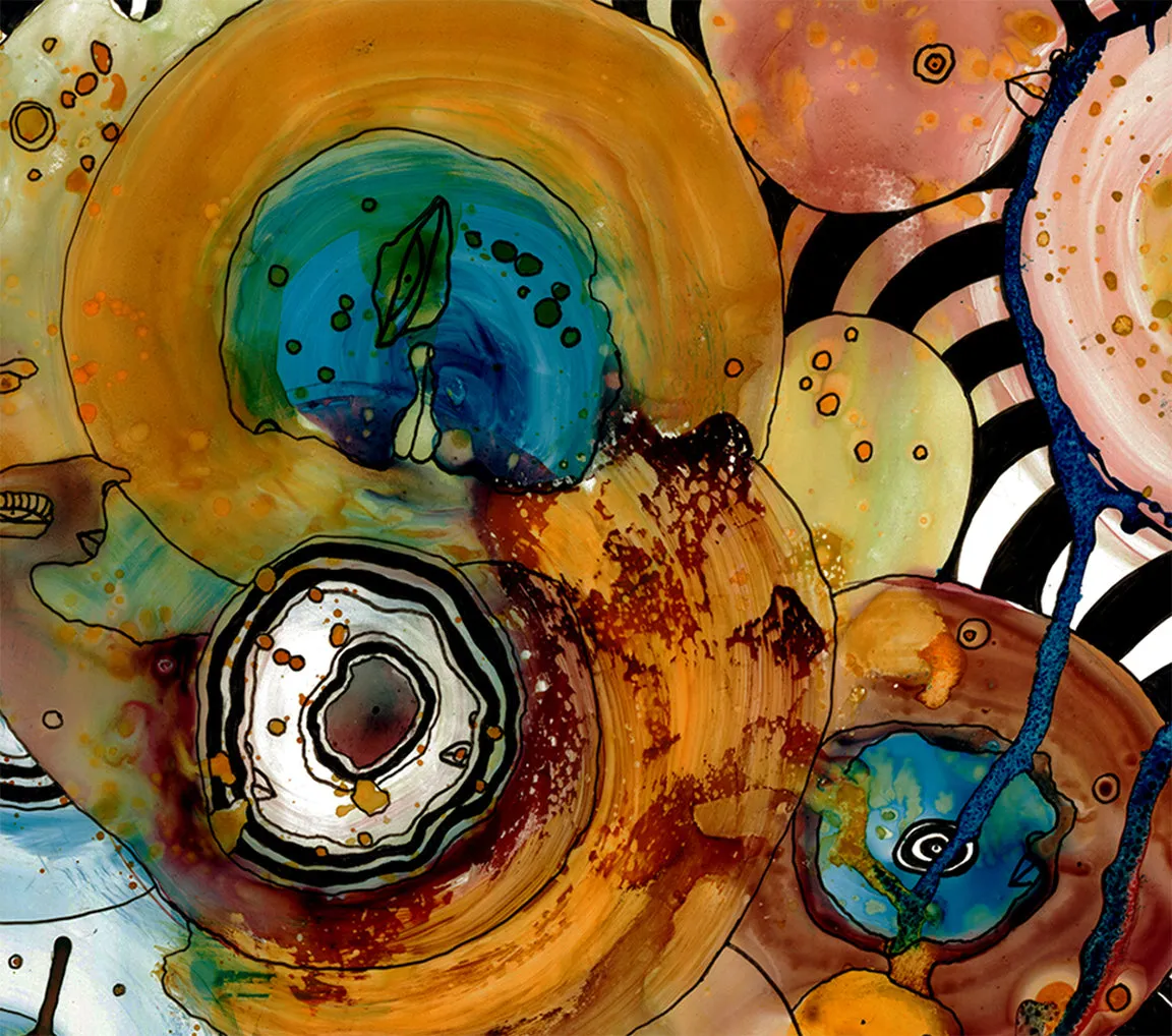 Abstract Mixed Media Throw Pillow 'Energy Abstract'