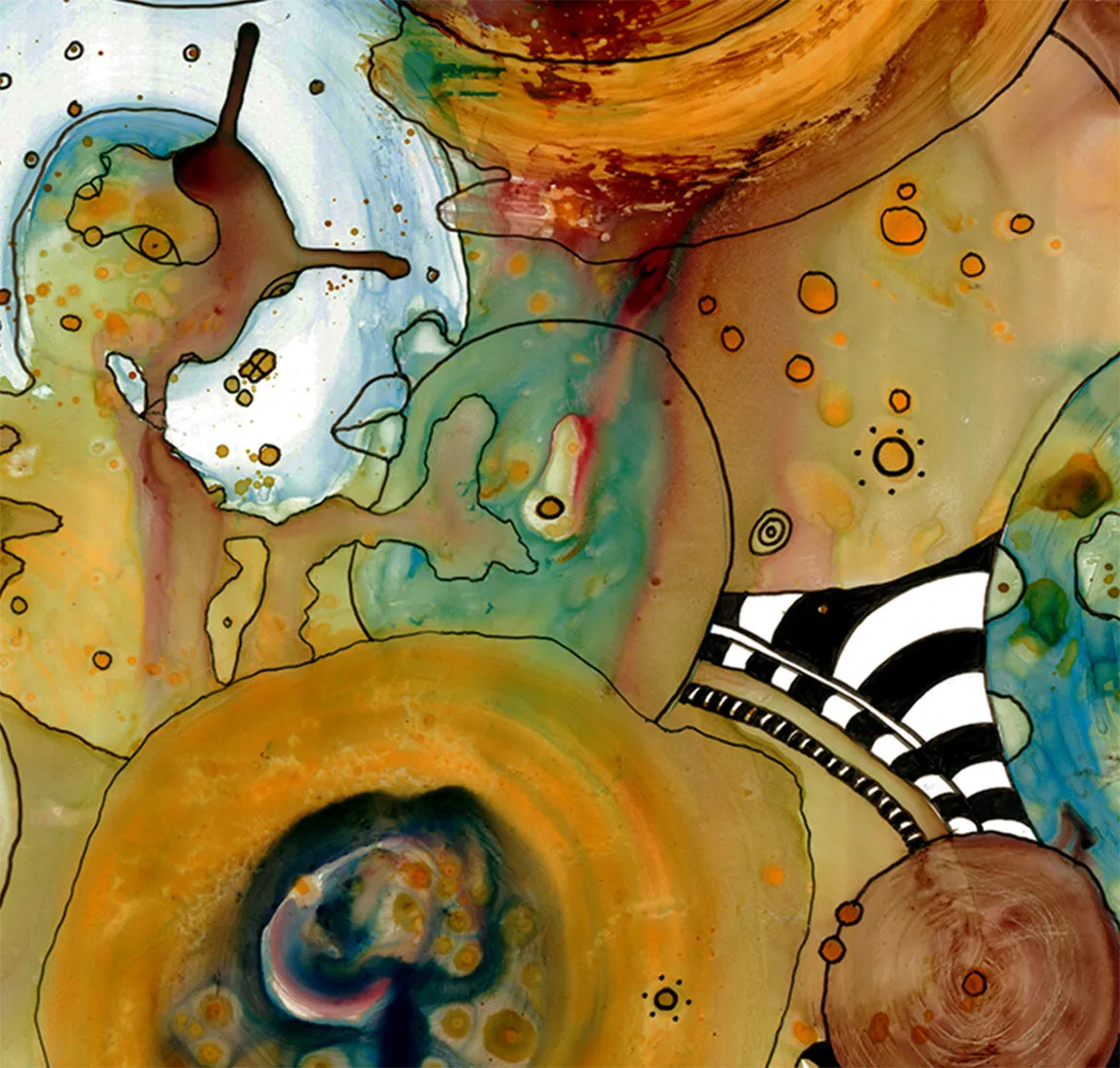 Abstract Mixed Media Throw Pillow 'Energy Abstract'