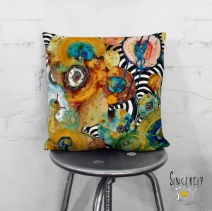 Abstract Mixed Media Throw Pillow 'Energy Abstract'