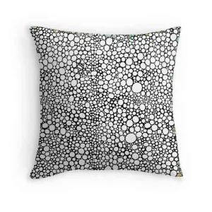 Abstract Throw Pillow 'Black & White Bubbles'