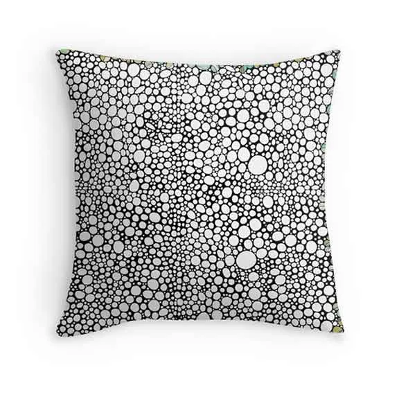 Abstract Throw Pillow 'Black & White Bubbles'