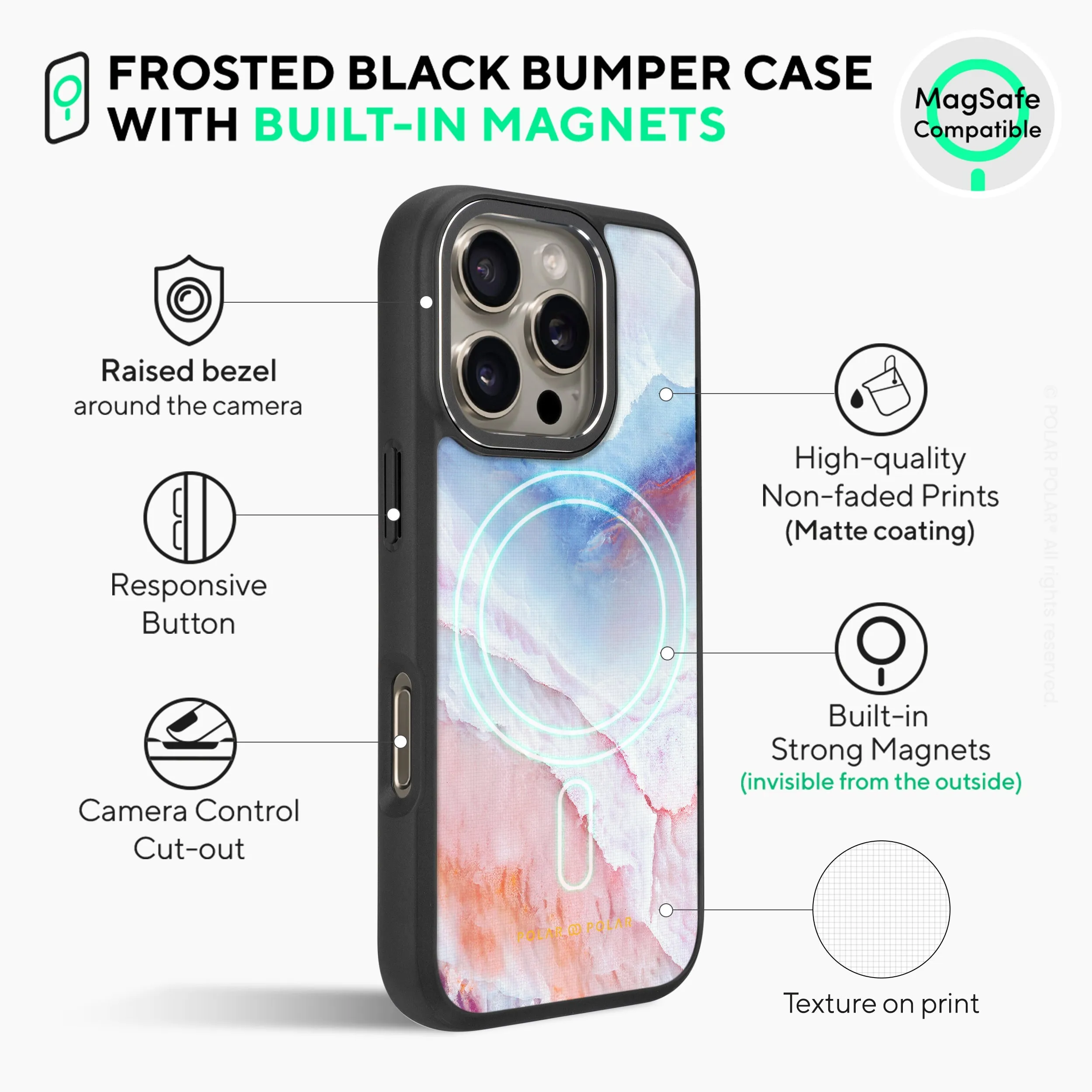 Almond Coast - iPhone 16 Pro Max Frosted Black Bumper MagSafe Case
