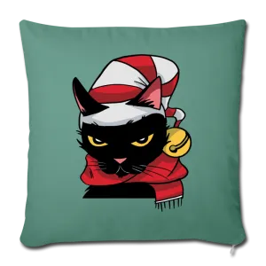 Angry Christmas Cat Throw Pillow Cover 18” x 18” (CK4302) Single Print