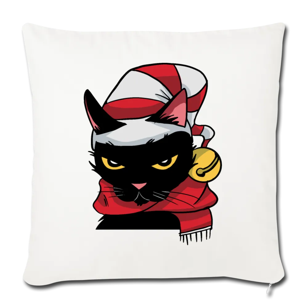 Angry Christmas Cat Throw Pillow Cover 18” x 18” (CK4302) Single Print
