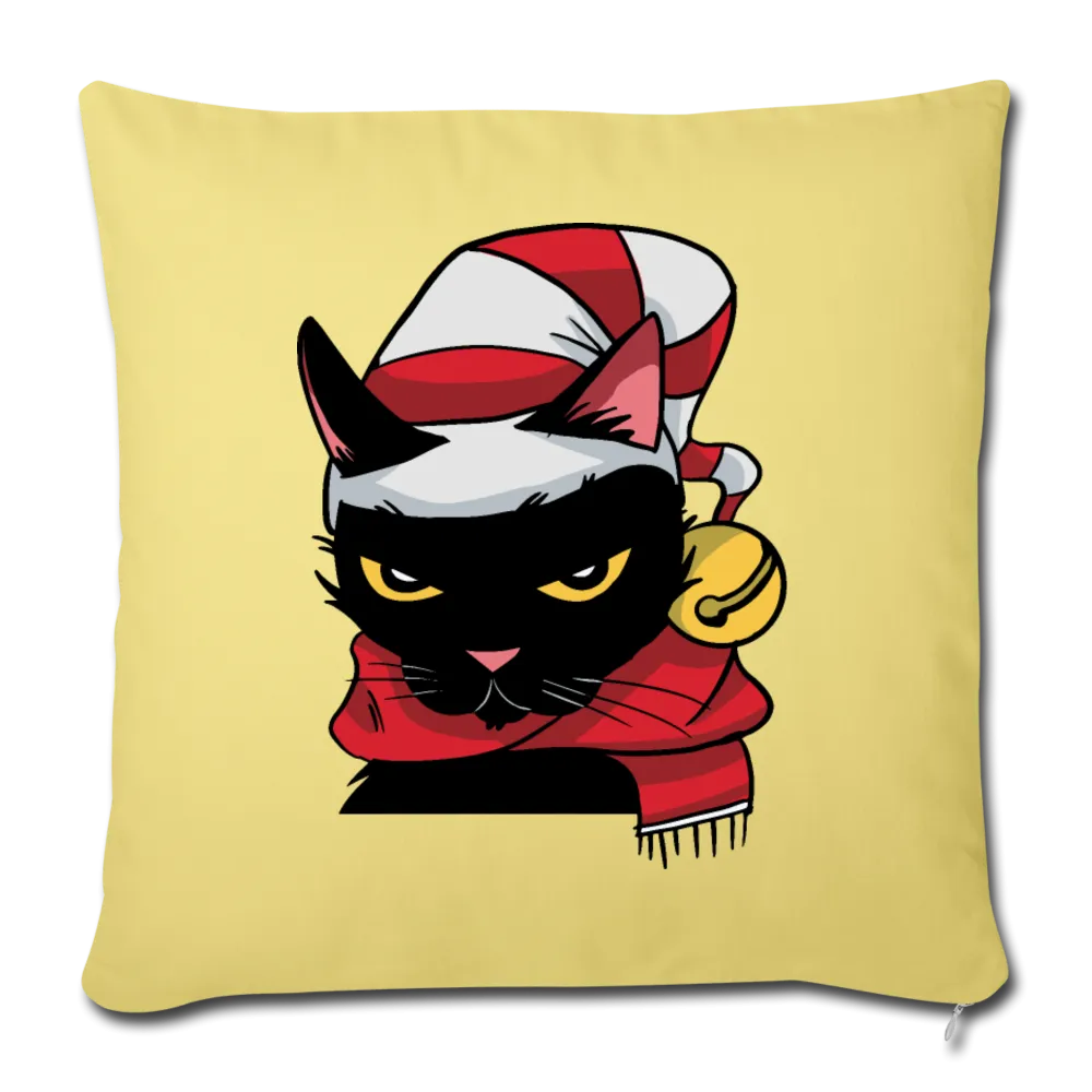 Angry Christmas Cat Throw Pillow Cover 18” x 18” (CK4302) Single Print