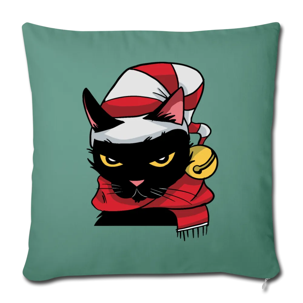 Angry Christmas Cat Throw Pillow Cover 18” x 18” (CK4302) Single Print