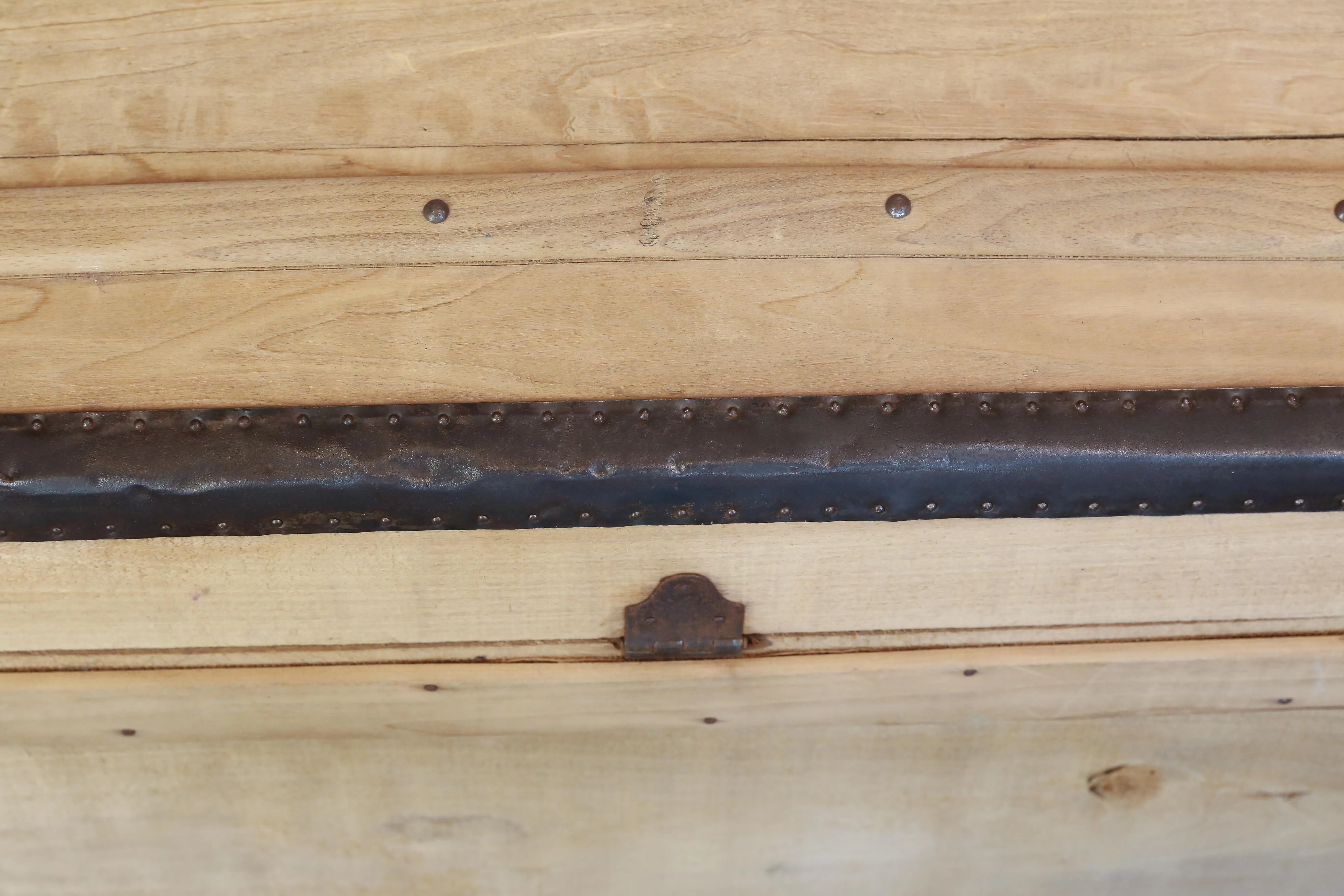 Antique French Wood and Iron Dome Top Trunk, circa 1900
