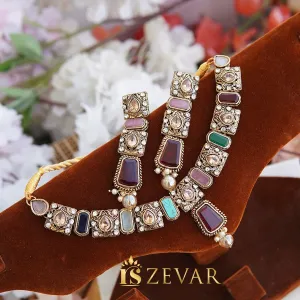 Antique Gemstones Necklace Guluband Set