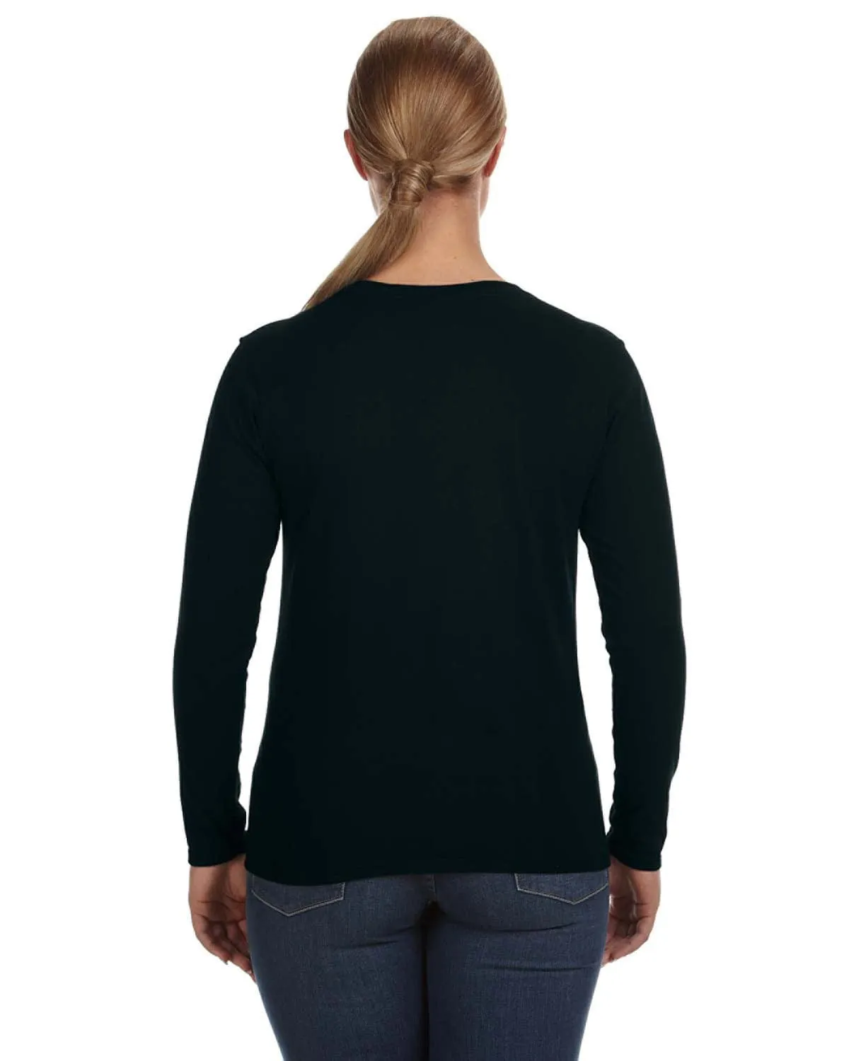 Anvil Ladies Lightweight Long Sleeve T-Shirt | Black