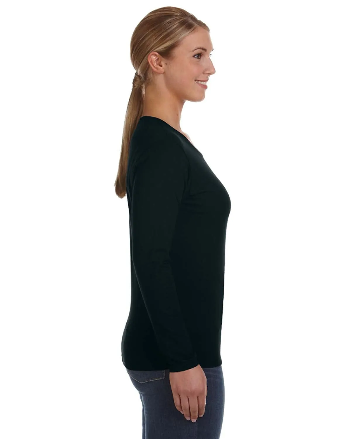Anvil Ladies Lightweight Long Sleeve T-Shirt | Black