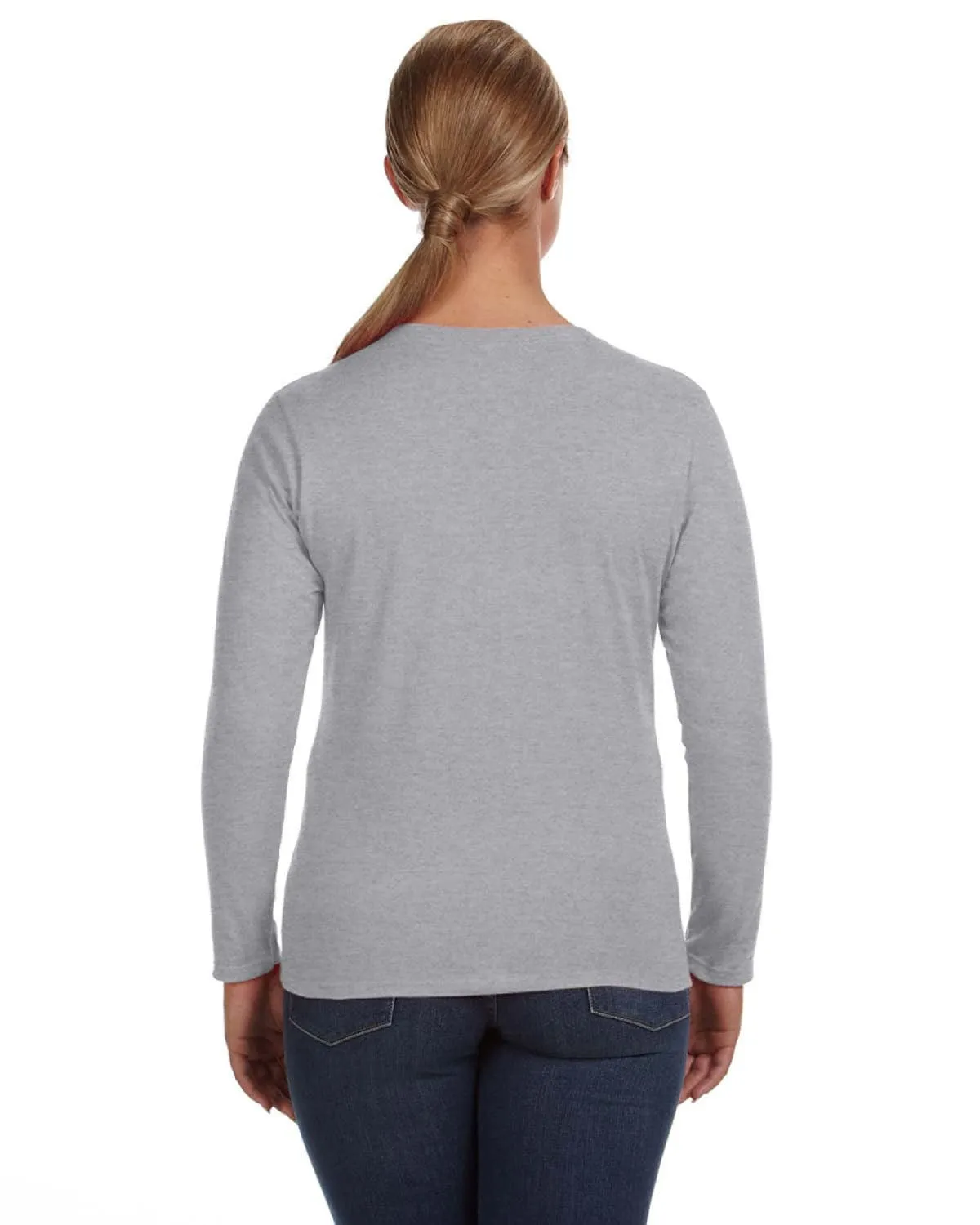 Anvil Ladies Lightweight Long Sleeve T-Shirt | Heather Grey
