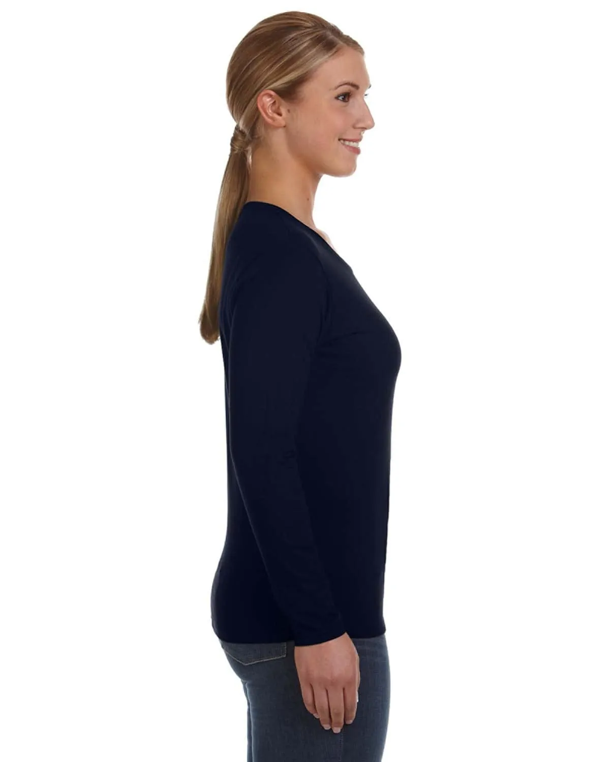Anvil Ladies Lightweight Long Sleeve T-Shirt | Navy