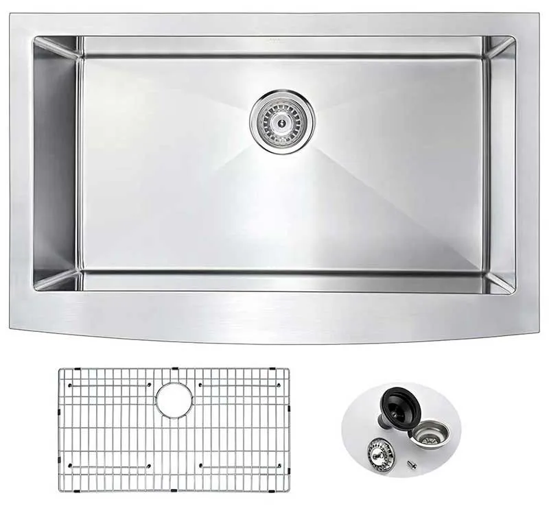 Anzzi ELYSIAN Farmhouse Stainless Steel 32 in. 0-Hole Single Bowl Kitchen Sink with Soave Faucet in Oil Rubbed Bronze