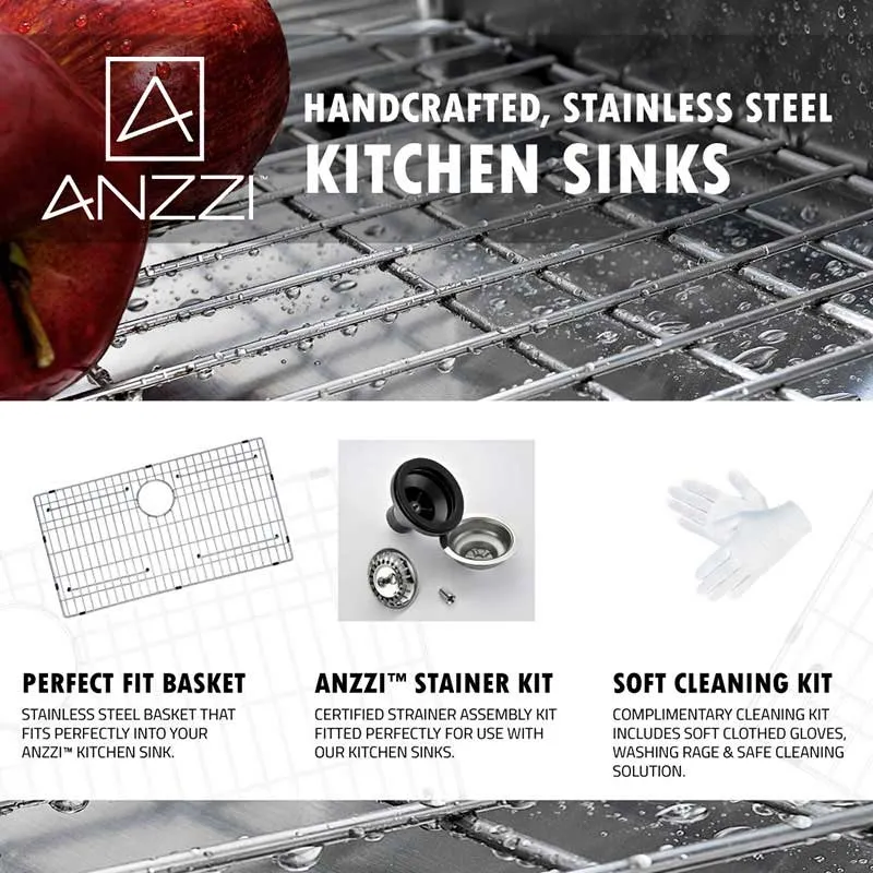 Anzzi ELYSIAN Farmhouse Stainless Steel 32 in. 0-Hole Single Bowl Kitchen Sink with Soave Faucet in Oil Rubbed Bronze