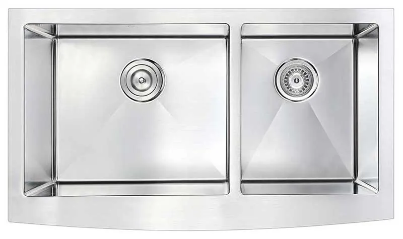 Anzzi ELYSIAN Farmhouse Stainless Steel 33 in. Double Bowl Kitchen Sink and Faucet Set with Accent Faucet in Polished Chrome