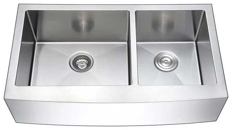 Anzzi ELYSIAN Farmhouse Stainless Steel 33 in. Double Bowl Kitchen Sink and Faucet Set with Accent Faucet in Polished Chrome