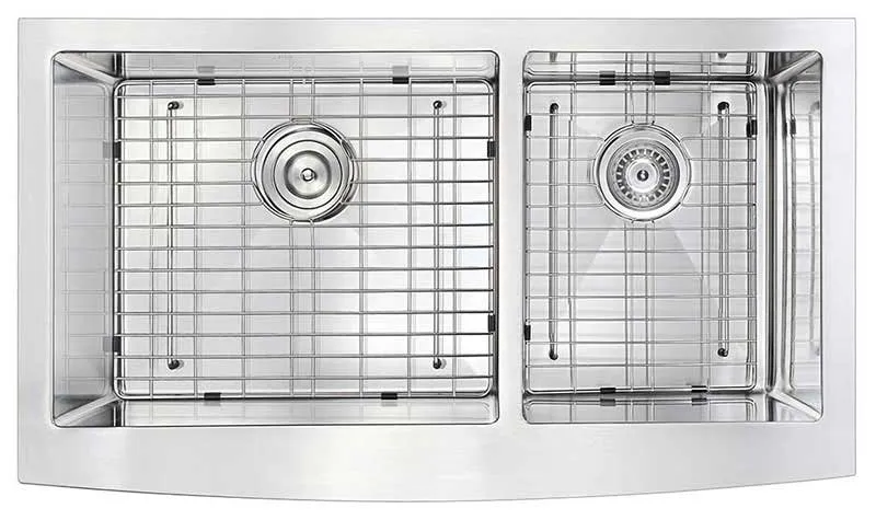 Anzzi ELYSIAN Farmhouse Stainless Steel 33 in. Double Bowl Kitchen Sink and Faucet Set with Accent Faucet in Polished Chrome