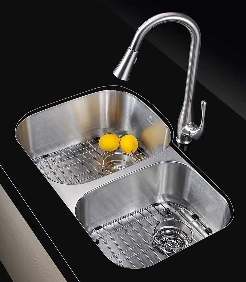 Anzzi MOORE Series 32 in. Under Mount 60/40 Dual Basin Stainless Steel Kitchen Sink