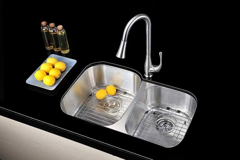 Anzzi MOORE Series 32 in. Under Mount 60/40 Dual Basin Stainless Steel Kitchen Sink