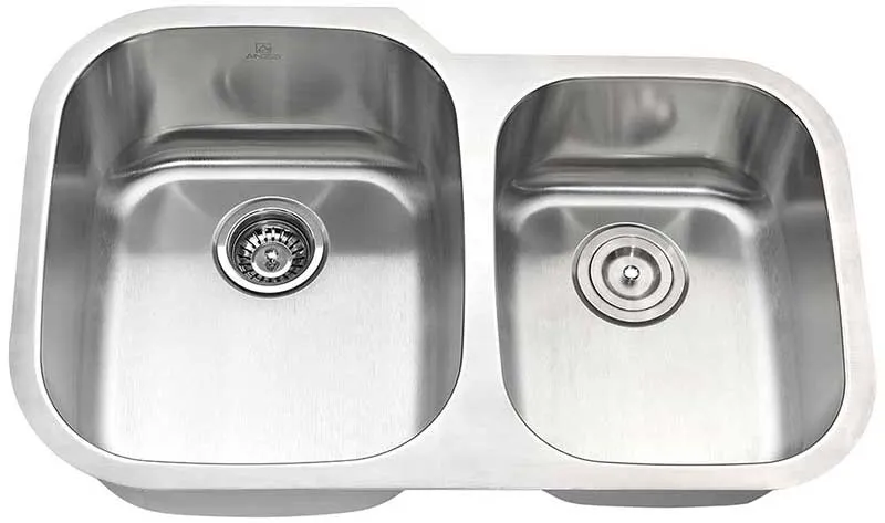 Anzzi MOORE Undermount Stainless Steel 32 in. Double Bowl Kitchen Sink and Faucet Set with Accent Faucet in Oil Rubbed Bronze