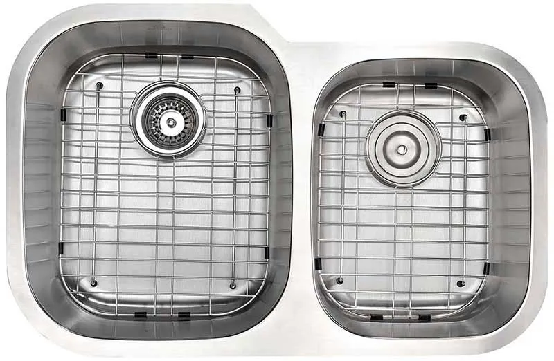 Anzzi MOORE Undermount Stainless Steel 32 in. Double Bowl Kitchen Sink and Faucet Set with Accent Faucet in Oil Rubbed Bronze