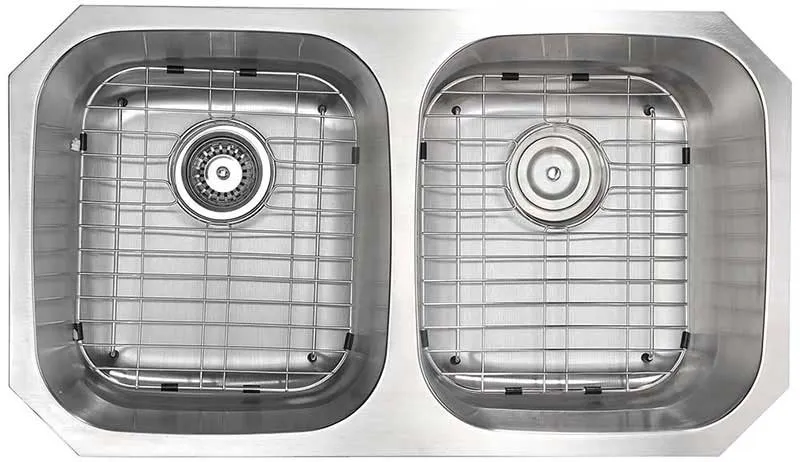 Anzzi MOORE Undermount Stainless Steel 32 in. Double Bowl Kitchen Sink and Faucet Set with Opus Faucet in Brushed Nickel