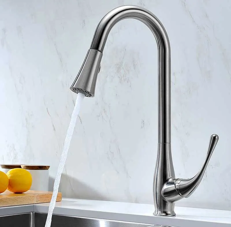 Anzzi MOORE Undermount Stainless Steel 32 in. Double Bowl Kitchen Sink and Faucet Set with Singer Faucet in Brushed Nickel
