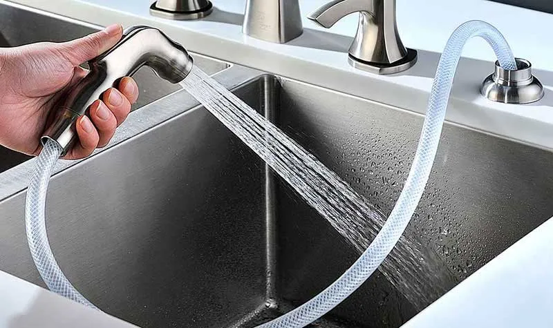 Anzzi MOORE Undermount Stainless Steel 32 in. Double Bowl Kitchen Sink and Faucet Set with Soave Faucet in Brushed Nickel