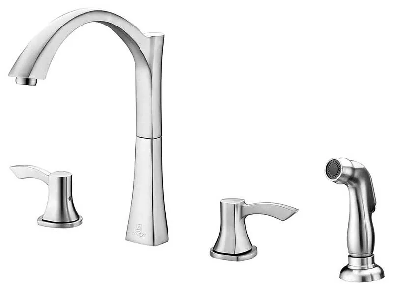 Anzzi MOORE Undermount Stainless Steel 32 in. Double Bowl Kitchen Sink and Faucet Set with Soave Faucet in Brushed Nickel