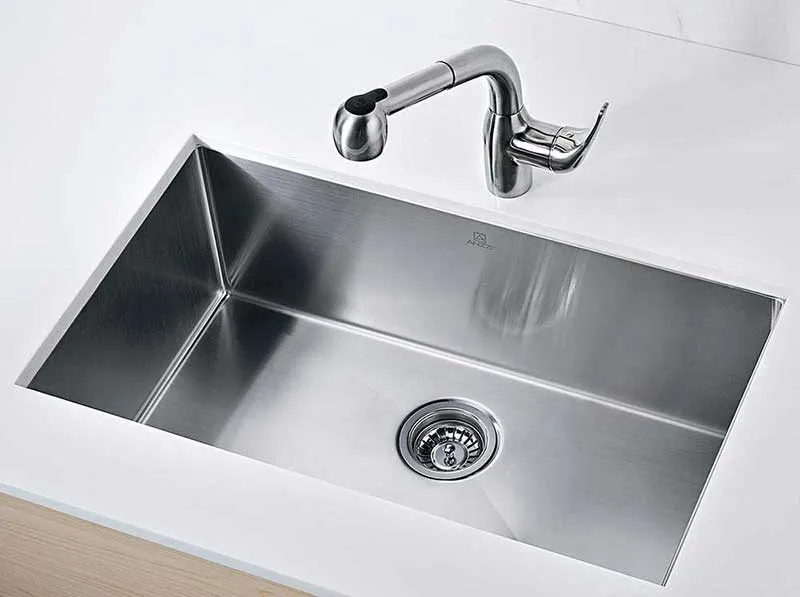 Anzzi VANGUARD Series 30 in. Under Mount Single Basin Handmade Stainless Steel Kitchen Sink
