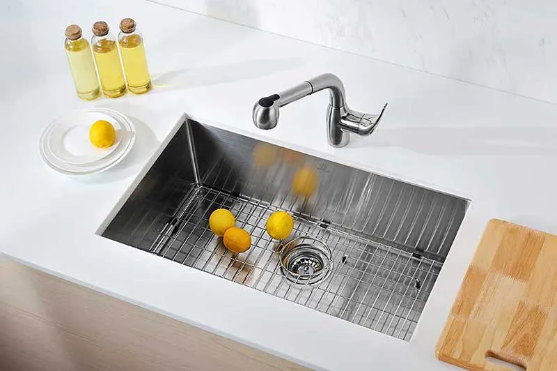 Anzzi VANGUARD Series 30 in. Under Mount Single Basin Handmade Stainless Steel Kitchen Sink