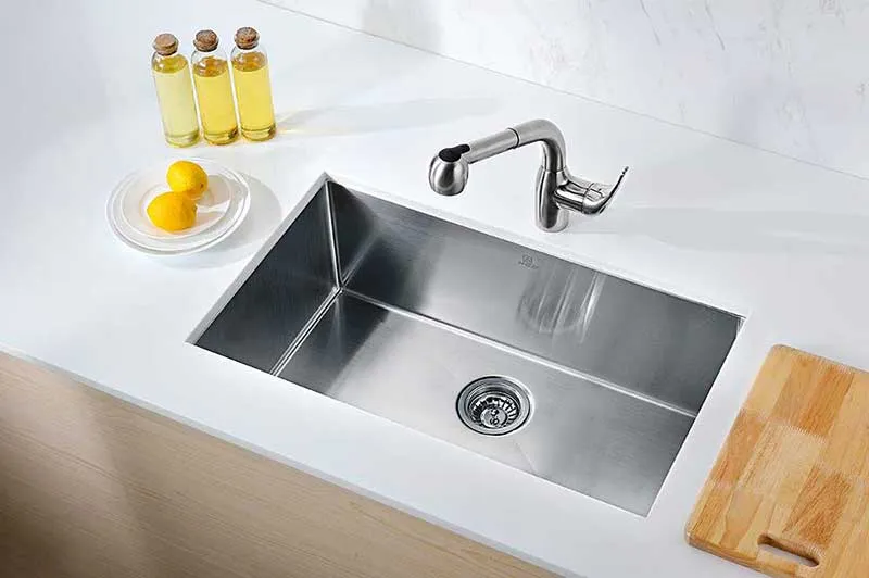 Anzzi VANGUARD Series 30 in. Under Mount Single Basin Handmade Stainless Steel Kitchen Sink
