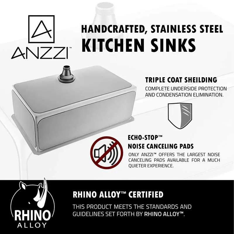 Anzzi VANGUARD Undermount Stainless Steel 23 in. Single Bowl Kitchen Sink and Faucet Set with Locke Faucet in Brushed Nickel