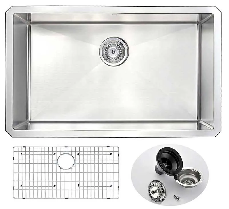 Anzzi VANGUARD Undermount Stainless Steel 30 in. 0-Hole Kitchen Sink and Faucet Set with Opus Faucet in Brushed Nickel