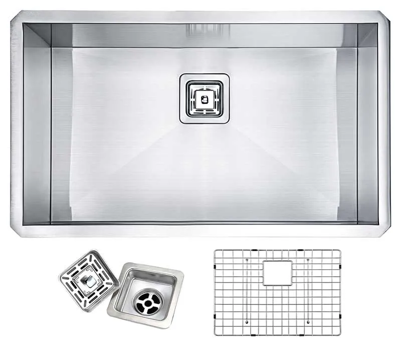 Anzzi Vanguard Undermount Stainless Steel 32 in. 0-Hole Single Bowl Kitchen Sink in Brushed Satin