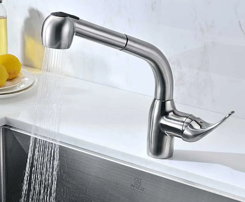 Anzzi VANGUARD Undermount Stainless Steel 32 in. 0-Hole Single Bowl Kitchen Sink with Harbour Faucet in Brushed Nickel