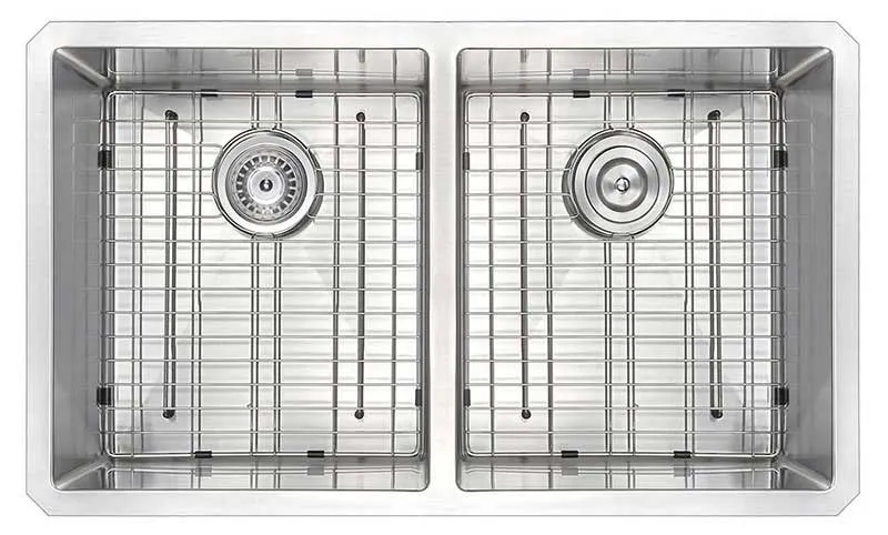Anzzi VANGUARD Undermount Stainless Steel 32 in. Double Bowl Kitchen Sink and Faucet Set with Opus Faucet in Oil Rubbed Bronze