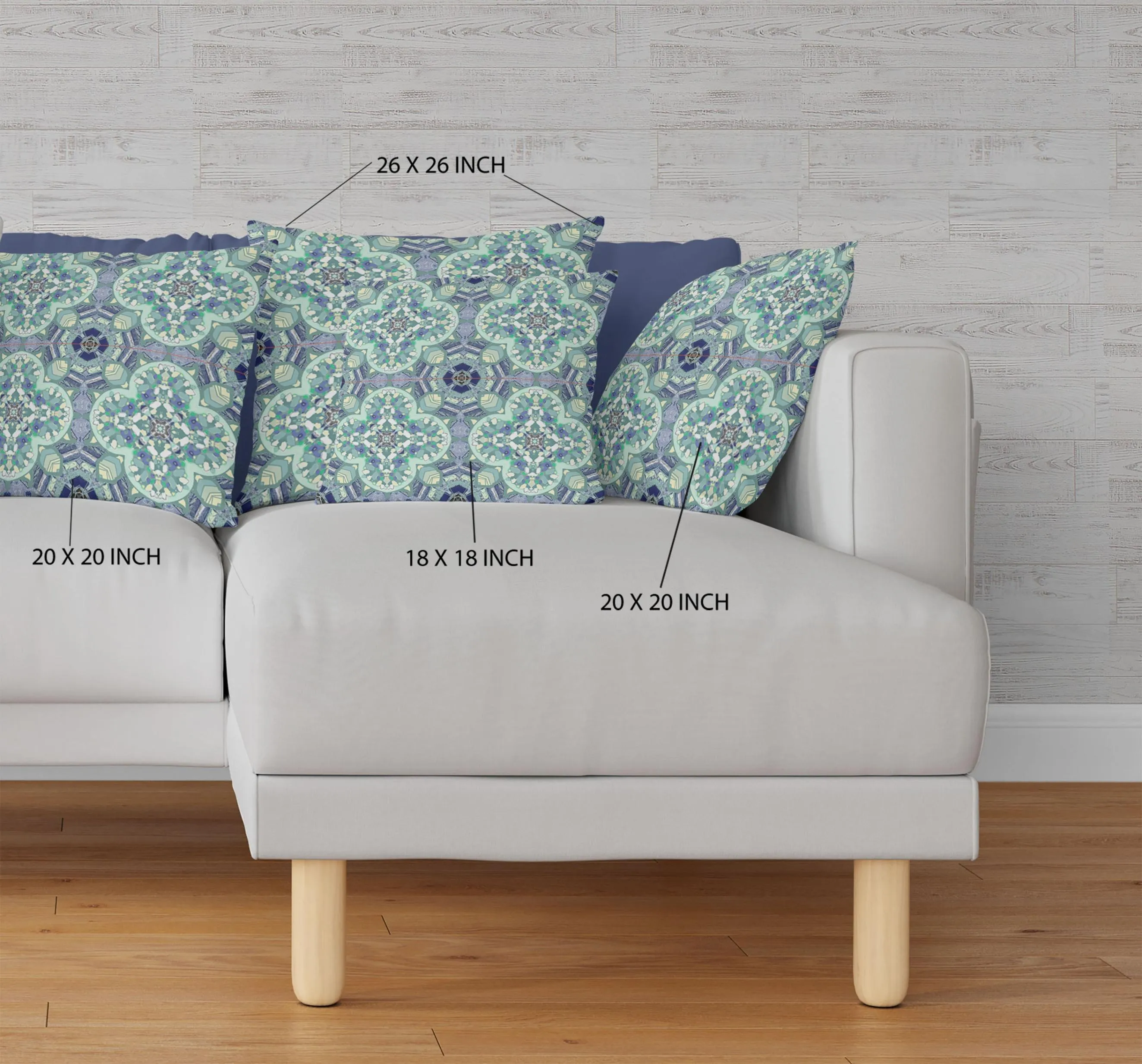 Aqua Blue Cloverleaf Boho Suede Throw Pillow