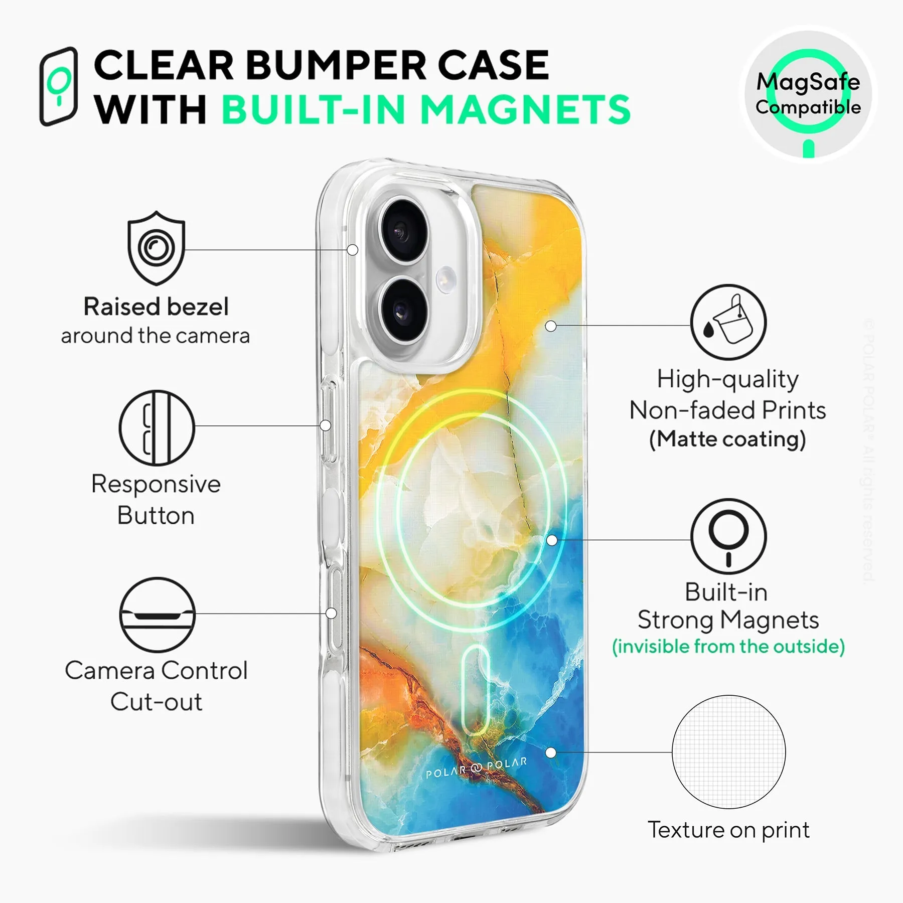 Aqua Sunlight - iPhone 16 Clear Bumper MagSafe Case