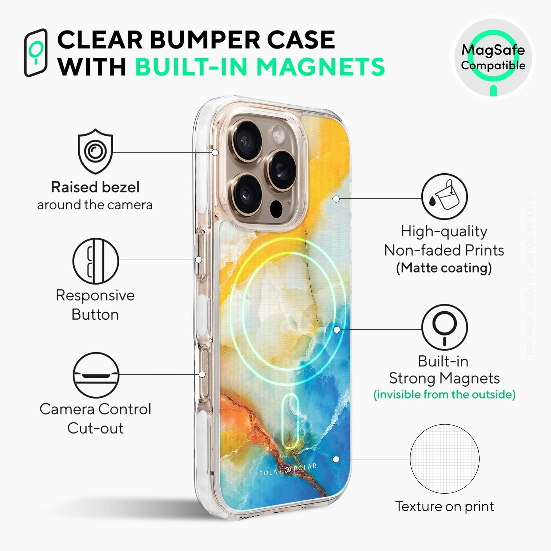 Aqua Sunlight - iPhone 16 Pro Clear Bumper MagSafe Case