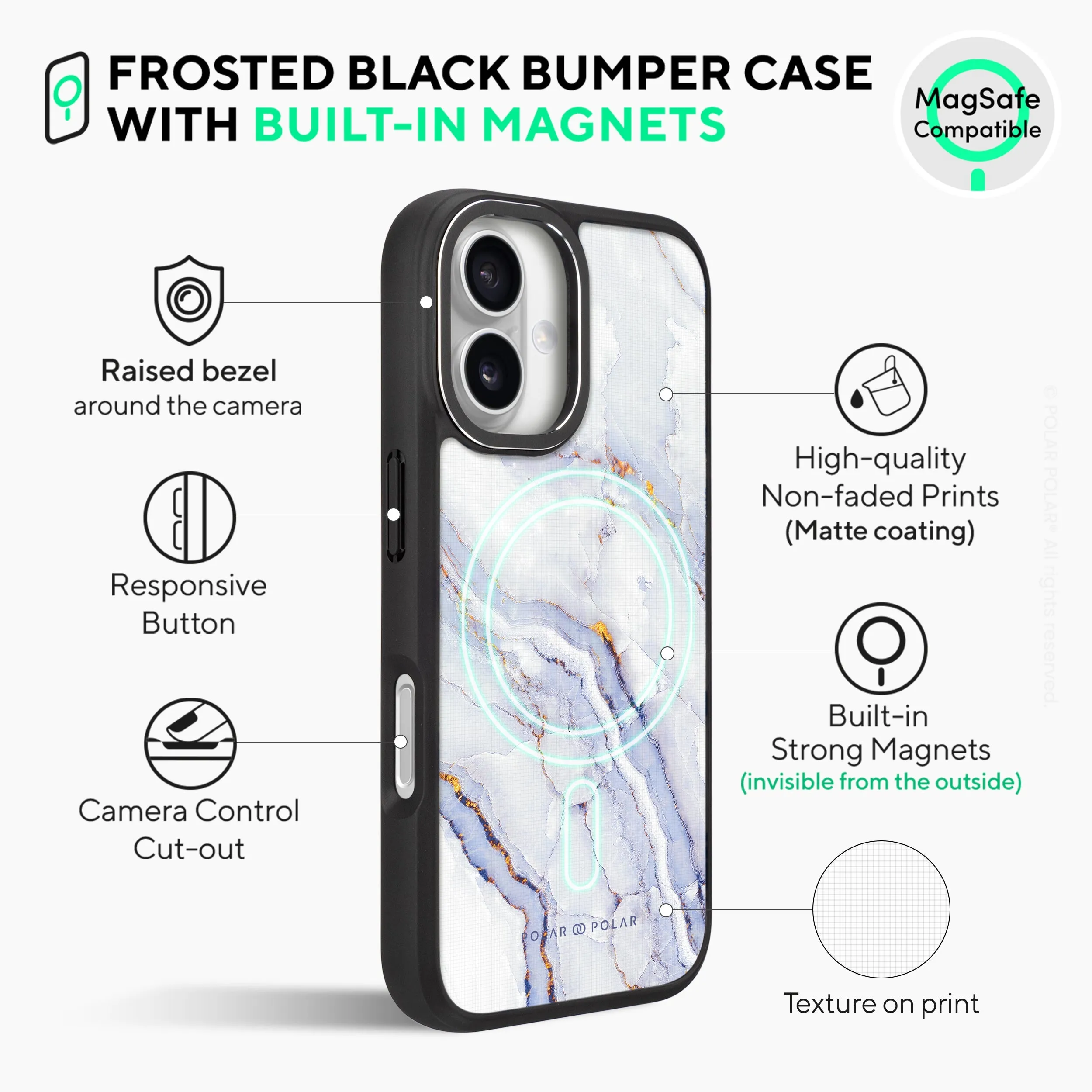 Arctic Ocean - iPhone 16 Pro Frosted Black Bumper MagSafe Case