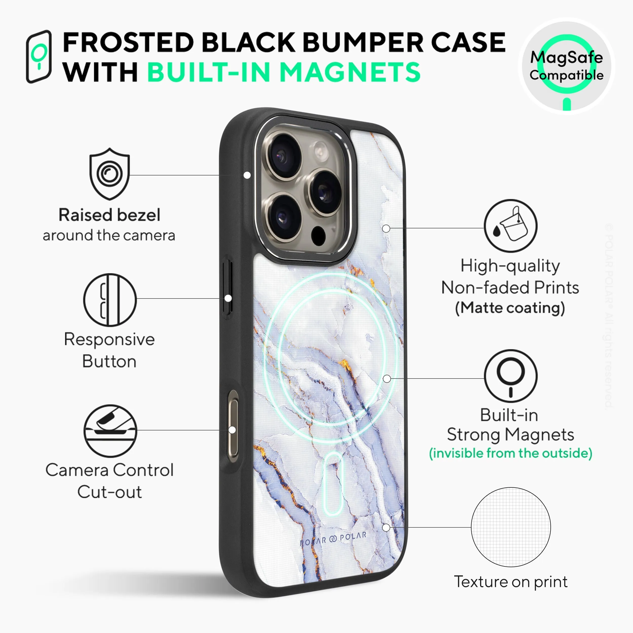 Arctic Ocean - iPhone 16 Pro Max Frosted Black Bumper MagSafe Case