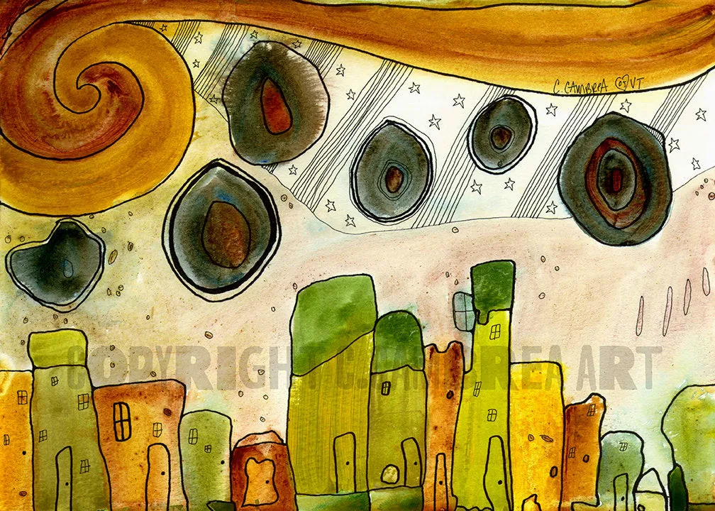 Art Throw Pillow 'City Life'