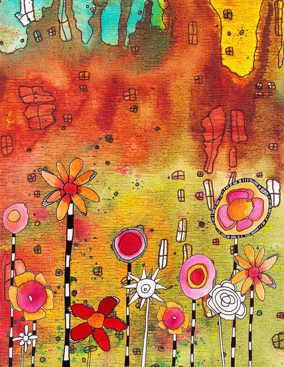 Art Throw Pillow 'Garden Party'