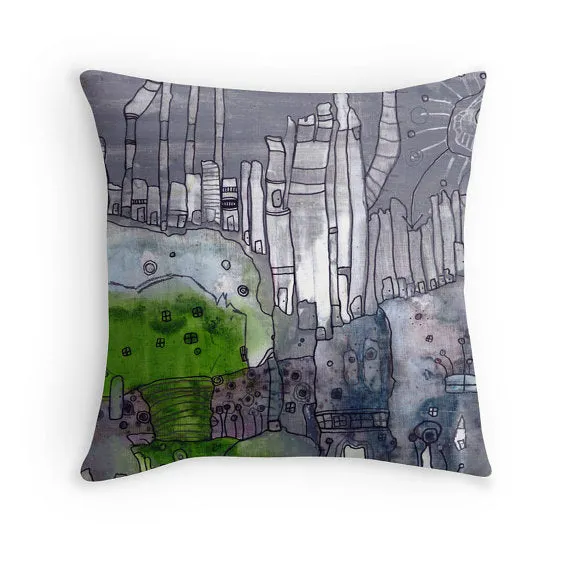 Art Throw Pillow 'Grey Days'