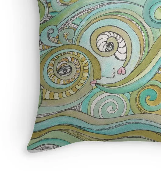 Art Throw Pillow 'Honeydew Ocean'