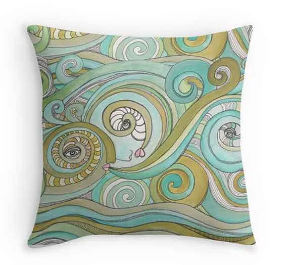 Art Throw Pillow 'Honeydew Ocean'